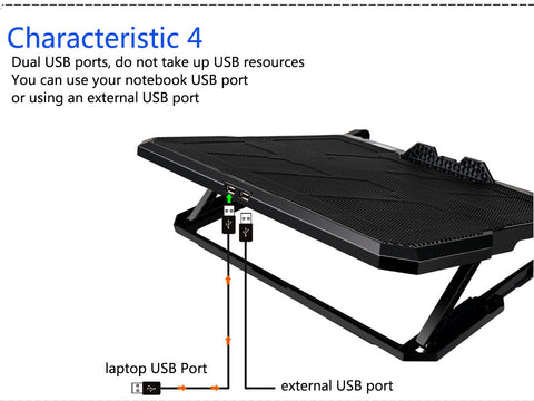 2 USB Ports and Six Cooling Fan for 14.6"-16" Laptop