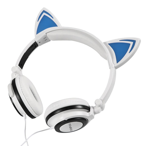 Foldable Flashing Glowing Cat Headphone w/ LED Light