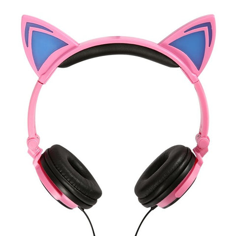 Foldable Flashing Glowing Cat Headphone w/ LED Light