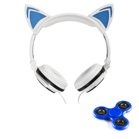 Foldable Flashing Glowing Cat Headphone w/ LED Light