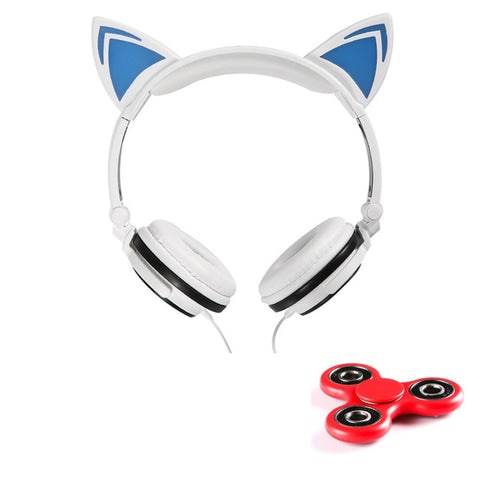 Foldable Flashing Glowing Cat Headphone w/ LED Light