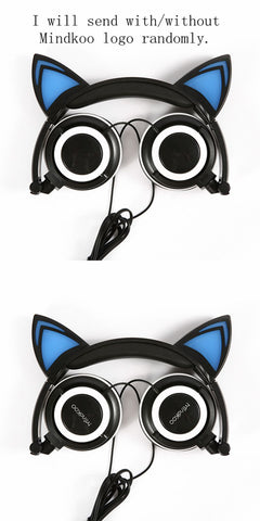 Foldable Flashing Glowing Cat Headphone w/ LED Light