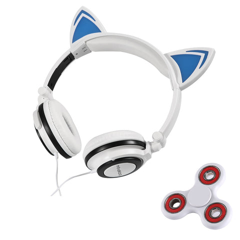 Foldable Flashing Glowing Cat Headphone w/ LED Light