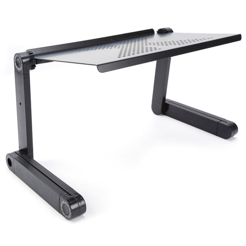 Black Foldable Adjustable Laptop Table Stand w/ Tray