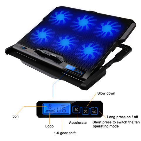 2 USB Ports and Six Cooling Fan for 14.6"-16" Laptop