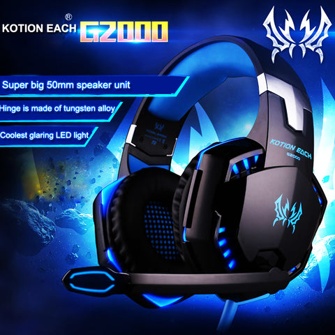 Stereo Gaming Headphones with Mic LED Light