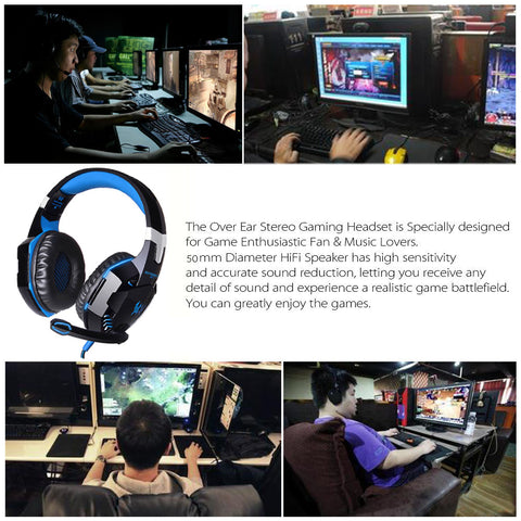 Stereo Gaming Headphones with Mic LED Light
