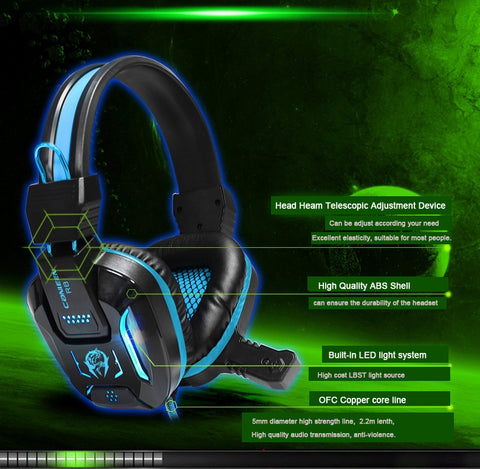 Heavy Bass LED Light Gaming Headphone w/ Mouse