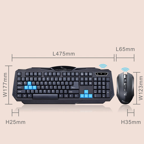 Waterproof 2.4GHz Wireless Keyboard w/ 1600 DPI Game Mouse